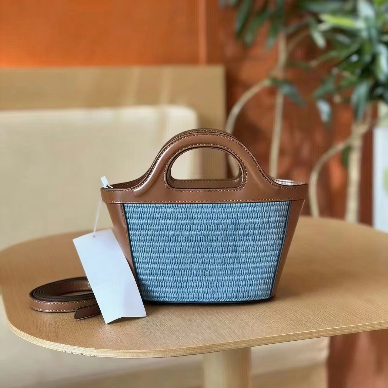 T588-1067 High appearance hand-held woven vegetable basket single shoulder handbag
