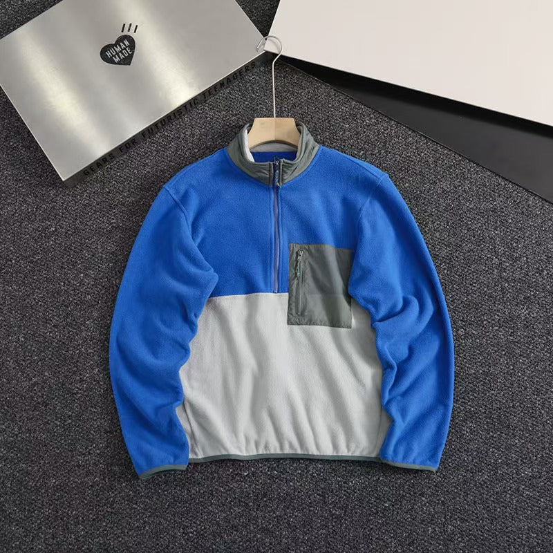 T588-712   Splicing contrasting half zip hoodie-GYYF