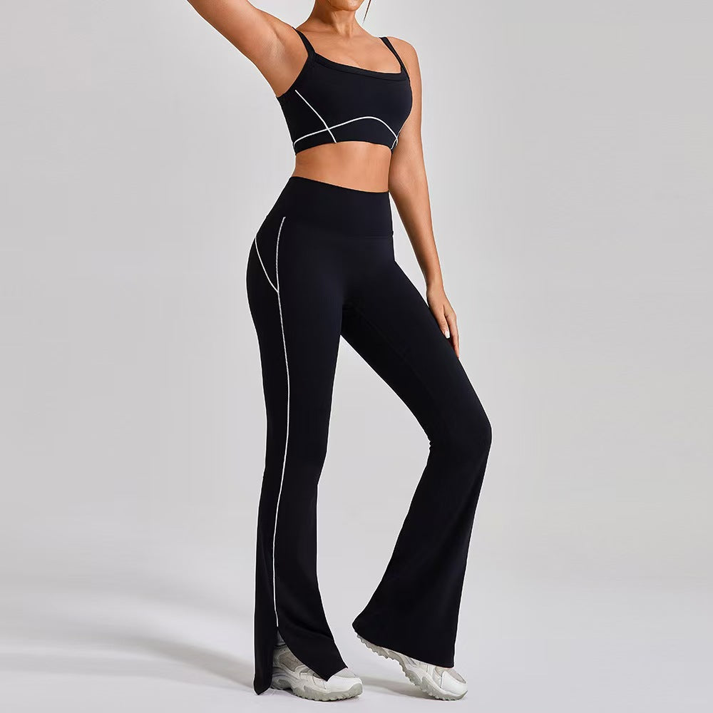 T588-214  Shoulder straps, contrasting colors, pants, shorts, yoga clothes, camisoles, fitness clothes