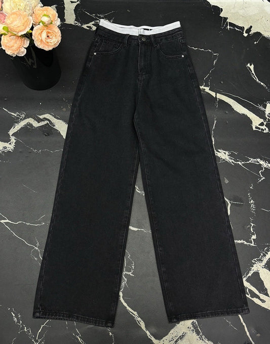 T588-853 High waisted, loose and wide leg new jeans
