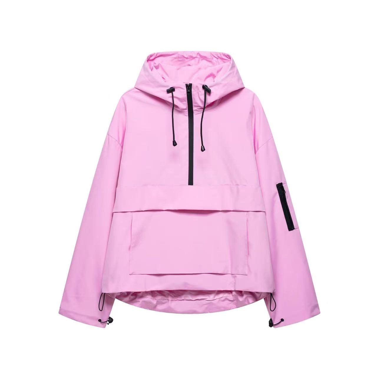T588-928  Casual sports style semi zipper assault jacket hoodie hooded