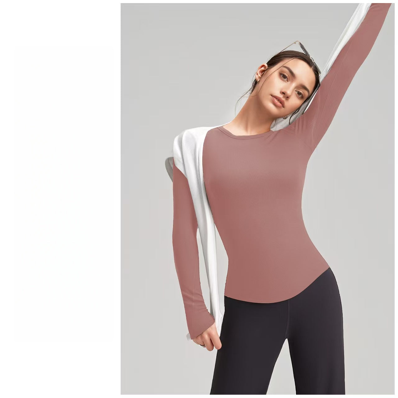 T588-1080 Yoga fitness clothing, long sleeves, slim fit, outdoor