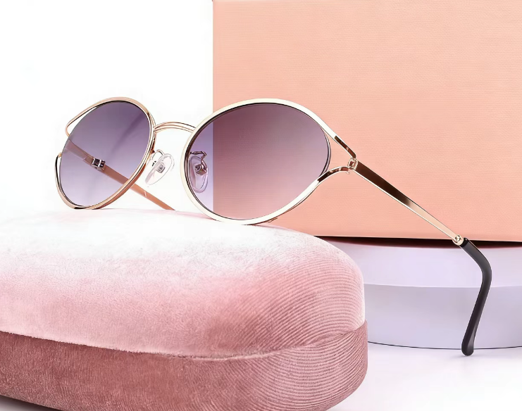 T588-1050 Oval shaped small frame metal fashionable sunglasses