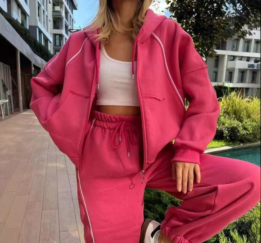 T588-862  Long sleeved jacket set women's striped cardigan