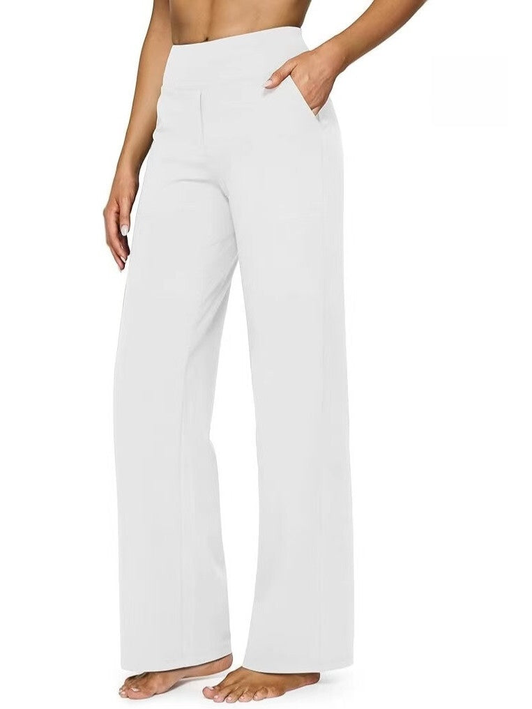 T588-903 Women's wide leg pants with pockets, casual straight leg pants