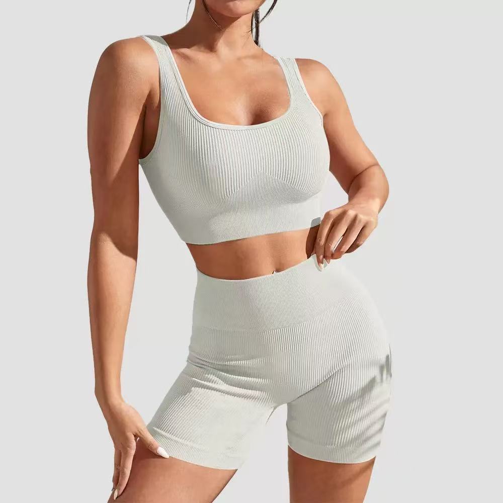 T588-976  Colorful shorts vest set yoga set